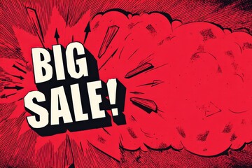 Dynamic Big Sale Pop Art Explosion, Retro Style, Marketing Promotion Announcement Graphic