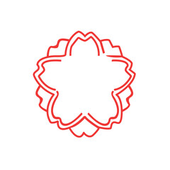 white flower red cherry blossom stamp emoji symbol sign icon vector illustration isolated flat