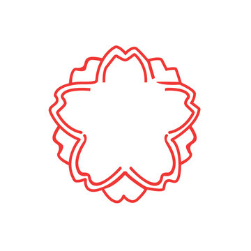 white flower red cherry blossom stamp emoji symbol sign icon vector illustration isolated flat