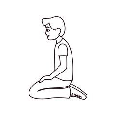 kneeling man person male red shirt kneel sorry apology yoga emoji symbol sign icon vector illustration isolated flat