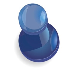 A Shiny Blue Push Pin With A Transparent Background And A Subtle Shadow