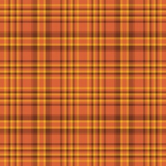 Warmtoned plaid pattern in autumn colors. Seamless texture ideal for backgrounds, apparel, or graphic design. Represents comfort, tradition, and rustic style.