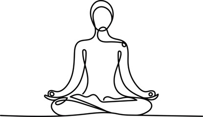 Yoga Meditation Line Art — Minimal Continuous Line Drawing of a Person Meditating in Lotus Pose