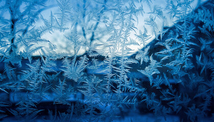 Frosty Window with Snowflakes