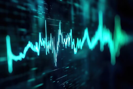 Data wave screen, digital pulse, tech background, market analysis, business report