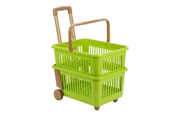 Isolated stacking shopper two level basket cart with wheels, convenience and mobility item