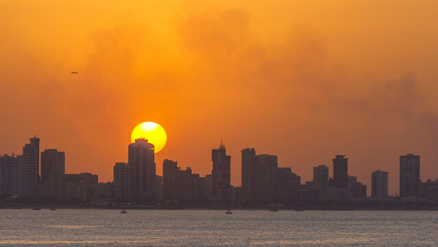 Kuwait cityscape during the sunset timelapse