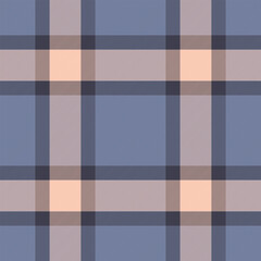 Classic plaid pattern with muted tones. Seamless tartan texture in blue, beige,  grey. Great for backgrounds, textiles, fashion,  design projects.