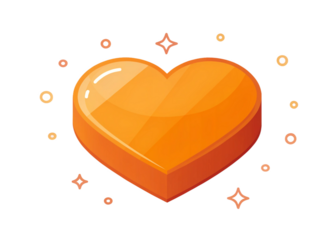 Orange heart design isolated on transparent bg png