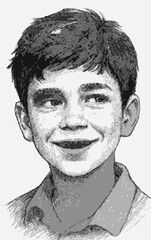 black and white portrait of a young boy