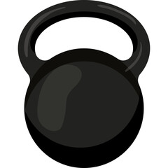 Black Kettlebell For Weight Training And Fitness Equipment With Rounded Handle On Transparent Background