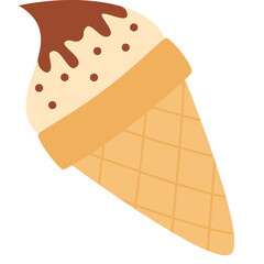 A Delicious Ice Cream Cone with Chocolate Drizzle and Sprinkles on a Transparent Background