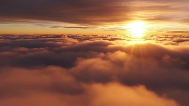 Stunning Aerial View of the Sun Shining Through Clouds During the Golden Hour creating Amazing
