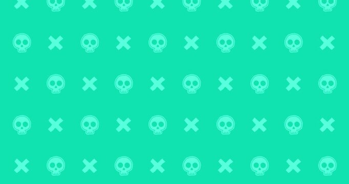 skull emo pattern turquoise green background