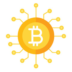 Bitcoin cryptocurrency isolated on white background, a decentralized digital currency