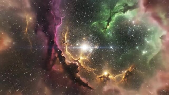 Stunning Cosmic Realm: A Journey Through a Colorful Nebula in the Vast Universe