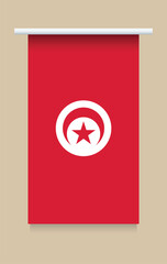 The vertical flag of Tunisia. Perfect for use in patriotic designs, international events, education, travel materials, and national celebrations. Vector Illustration