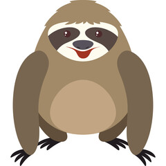 Naklejka premium Brown Sloth with Dark Stripes Around Eyes and a Smiling Mouth on a Transparent Background