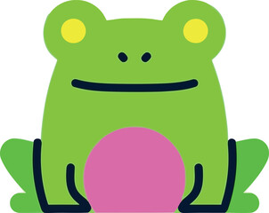 Cute green frog cartoon character