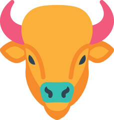 Vibrant bull face icon flat design animal symbol