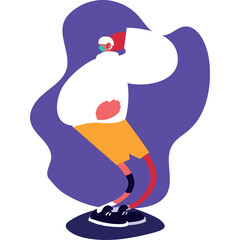 Abstract human figure in white shirt orange shorts with purple background splash transparent background isolated vector illustration art 1 to 195