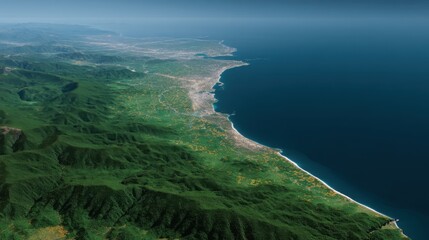 Detailed Overlay Map with Contrasting Color Layers of Coastal Landscape in Standard V2