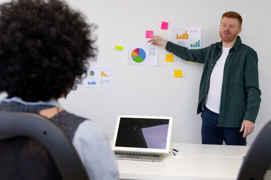 Business colleagues discussing data during presentation meeting