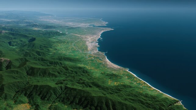 Detailed Overlay Map with Contrasting Color Layers of Coastal Landscape in Standard V2