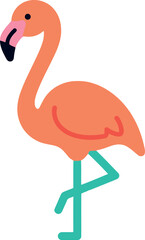 Vibrant pink flamingo standing on one leg tropical bird
