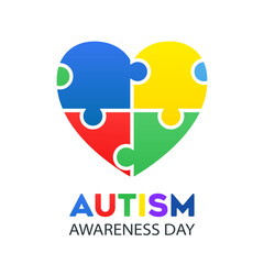 Autism Awareness Day banner with puzzle piece, child hand, awareness ribbon. World autism awareness day icon design. Vector illustration