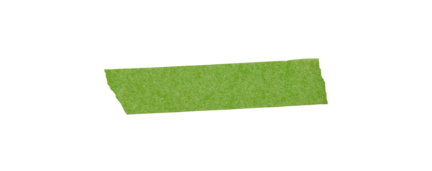 Green adhesive torn masking tape pieces isolated on a transparent background, Green Adhesive Tape Strip Torn Isolated on White Background,