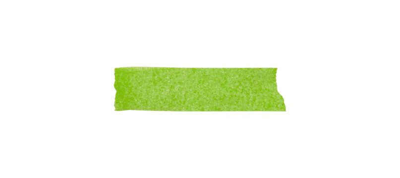 Green adhesive torn masking tape pieces isolated on a transparent background, Green Adhesive Tape Strip Torn Isolated on White Background,