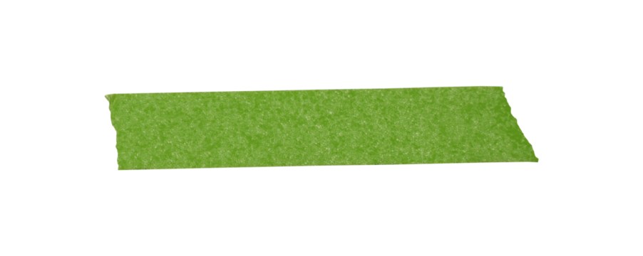 Green adhesive torn masking tape pieces isolated on a transparent background, Green Adhesive Tape Strip Torn Isolated on White Background,