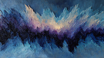 Abstract Blue Peaks: An artistic interpretation of majestic mountains in shades of blue and white
