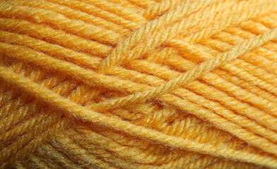 Orange yellow Knitted wool Texture Close-up, Soft yarn Fabric pattern macro background