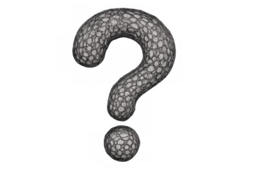 Question mark symbol having a dark scaly reptile skin texture, representing uncertainty, mystery, inquiry, and doubt with transparent background