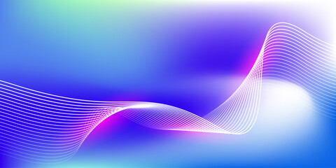 Abstract blue gradient background with shining lines waves. Minimalist background for banner, poster