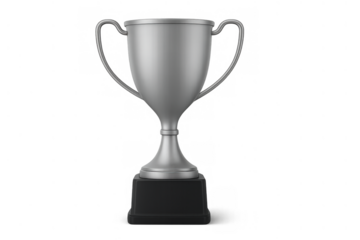 Silver trophy cup with black base for second place award in competition, symbolizing winning and achievement