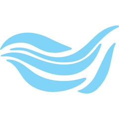 Abstract light blue flowing waves on a transparent background representing fluidity and movement