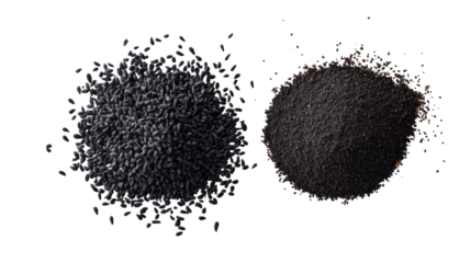 Two abstract textured circular shapes isolated on transparent background