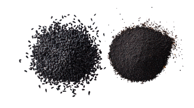 Two abstract textured circular shapes isolated on transparent background