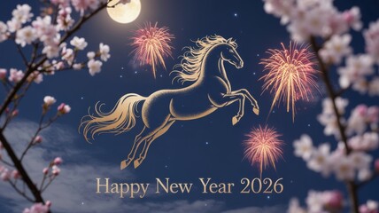New Year's card for the Year of the Horse 2026.