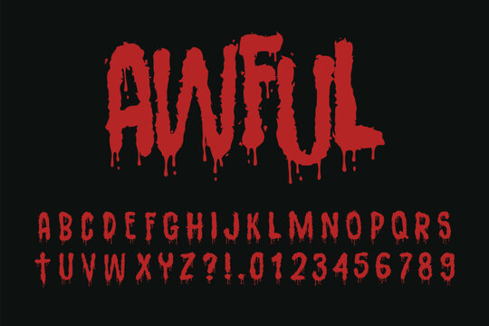 Horror Dripping Red Scary Font Alphabet Vector
