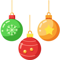 Colorful Christmas Ornament Balls Cartoon with Sparkling Lights