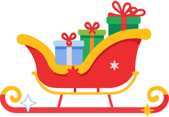 Christmas Night Santa Sleigh Illustration