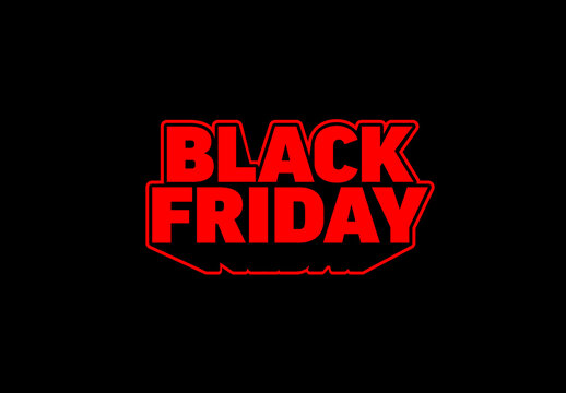 Bold Red Black Friday Text on Black Background for Sales and Promotions