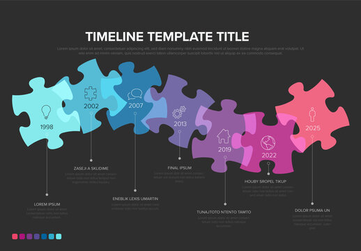 Puzzle Piece Timeline Infographic Template with Years and Icons