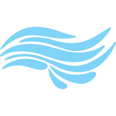 Abstract light blue wave design element isolated on white background with smooth curves and flowing lines representing water or air motion