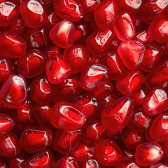 Close Up Shot of Fresh Red Pomegranate Seeds Vibrant Color and Texture Display