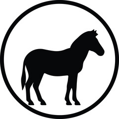 Illustration simple horse silhouette within circular frame design vector